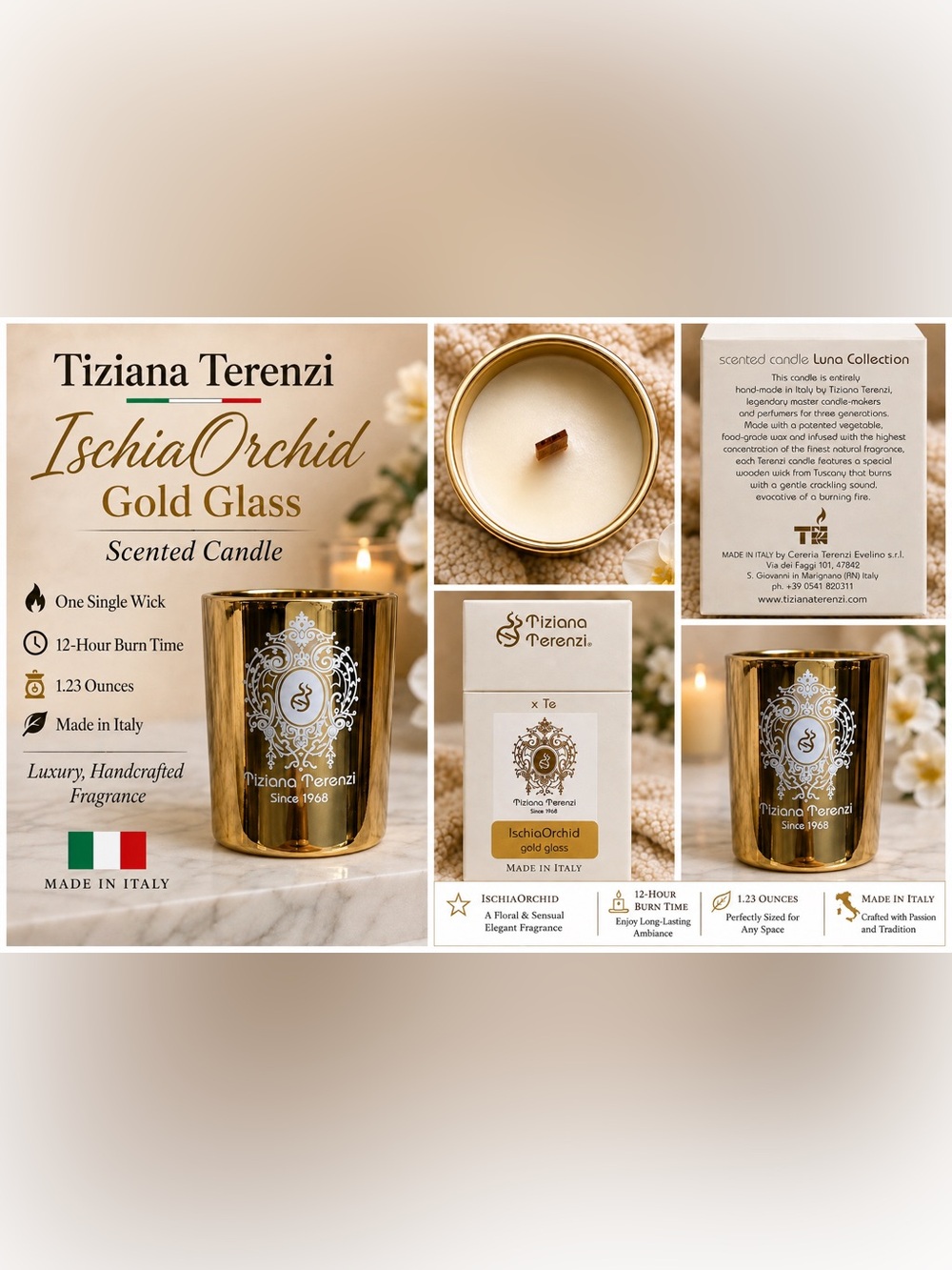 IschiaOrchid Gold Glass Scented Candle